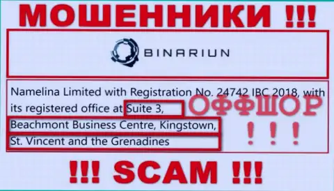 Связываться с организацией Binariun очень опасно - их оффшорный адрес регистрации - Suite 3, Beachmont Business Centre, Kingstown, St. Vincent and the Grenadines (информация с их сайта)