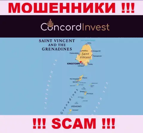 St. Vincent and the Grenadines - вот здесь, в оффшорной зоне, пустили корни internet-мошенники ConcordInvest Ltd