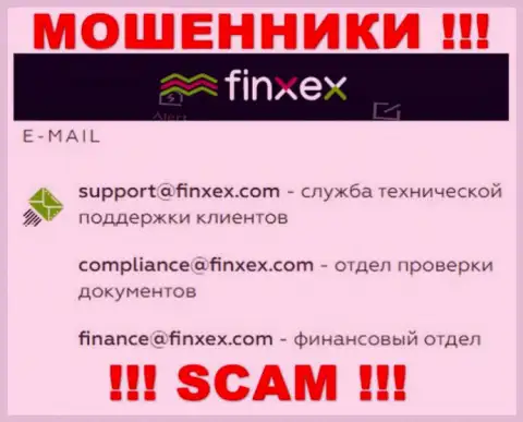 В разделе контактной инфы интернет-шулеров Finxex Com, приведен именно этот адрес электронного ящика для связи с ними