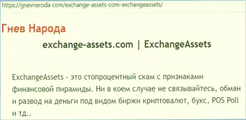 Exchange Assets - МАХИНАТОР !!! Комментарии и факты мошеннических ухищрений в обзорной статье