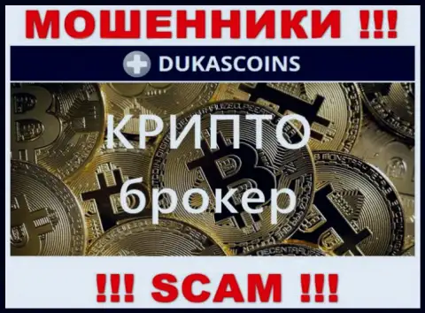 Тип деятельности мошенников DukasCoin - это Крипто торговля, но знайте это обман !
