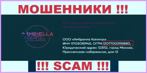 ООО Амбрелла Капитал internet кидал Umbrella-Capital Ru зарегистрировано под вот этим номером - 207700295880