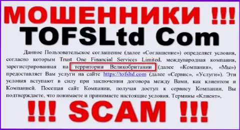 Шулера TOFS Ltd спрятали достоверную инфу о юрисдикции организации, на их веб-портале абсолютно все неправда