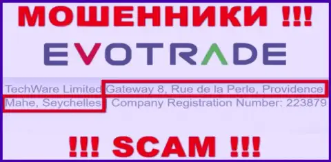 Из организации Evo Trade вернуть назад вложенные деньги не получится - данные интернет-мошенники пустили корни в офшоре: Gateway 8, Rue de la Perle, Providence, Mahe, Seychelles