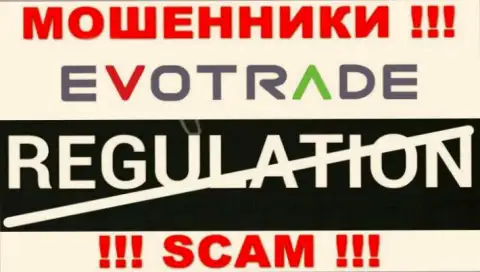 На информационном ресурсе мошенников EvoTrade нет ни слова о регуляторе этой организации !