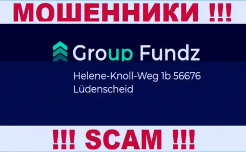 Официальный адрес преступно действующей компании GroupFundz липовый
