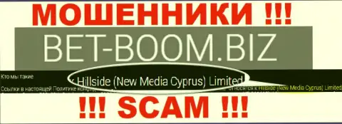 Юр. лицом, управляющим мошенниками Bet Boom Biz, является Хиллсиде (Нью Медиа Кипр) Лтд