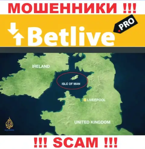 Bet Live зарегистрированы в оффшоре, на территории - Isle of Man