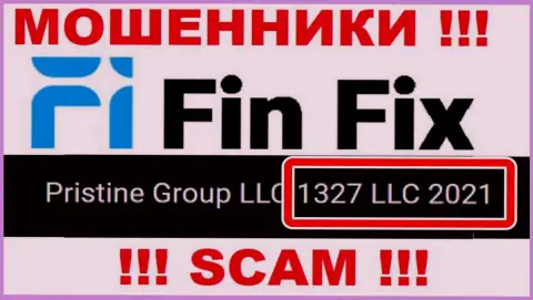 Номер регистрации очередной противоправно действующей компании FinFix - 1327 LLC 2021