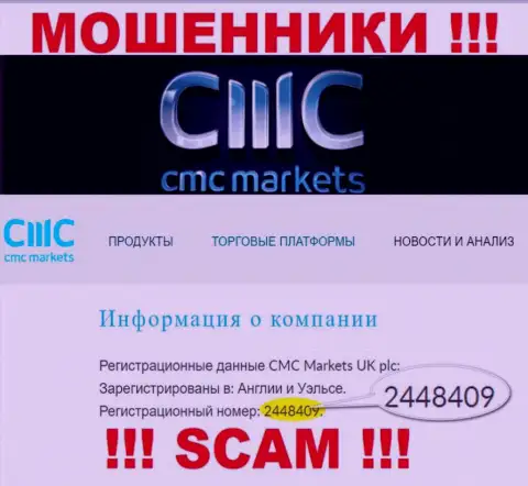 ЖУЛИКИ CMC Markets как оказалось имеют номер регистрации - 2448409