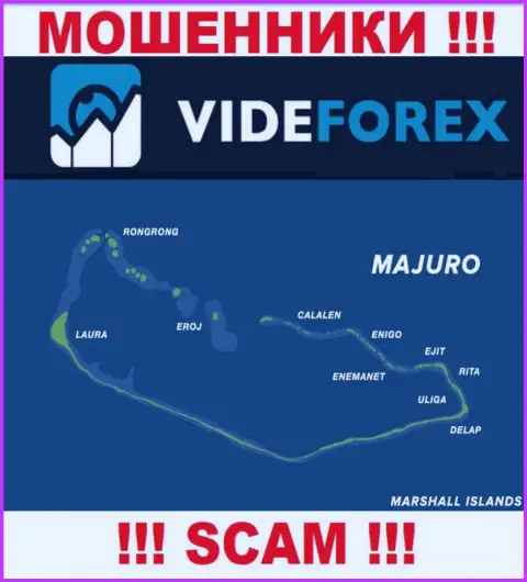 Компания VideForex Com зарегистрирована очень далеко от своих клиентов на территории Majuro, Marshall Islands