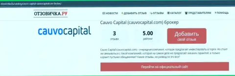 Организация Cauvo Capital, в краткой обзорной статье на интернет-сервисе Отзовичка Ру