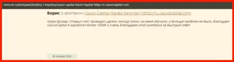 Позитивный объективный отзыв об брокерской компании CauvoCapital Com на информационном портале Ревокон Ру