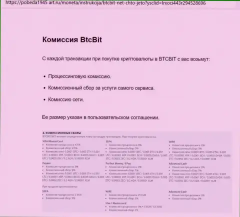 О комиссионных сборах криптовалютного интернет обменника BTCBit Net можете разузнать из информационной статьи, опубликованной на веб-ресурсе Pobeda1945 Art Ru